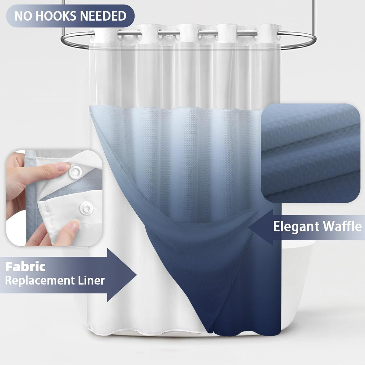 No Hook Shower Curtain