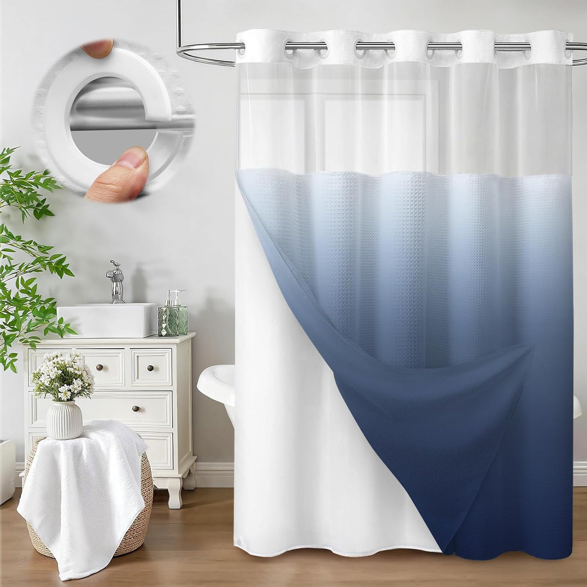 No Hook Shower Curtain
