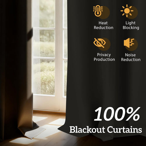 100% Blackout Grommet Curtains, 2 Panels