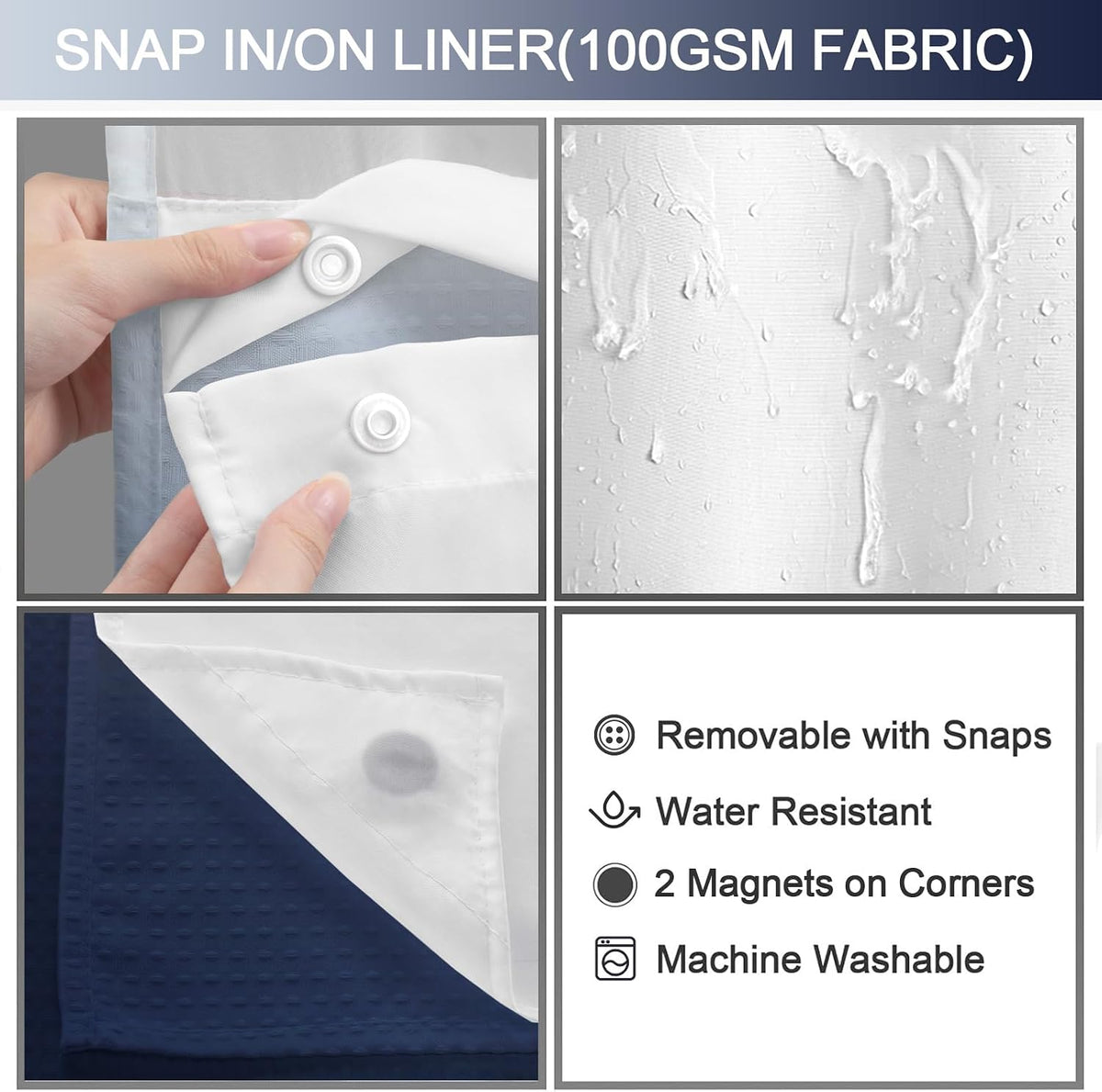 No Hook Shower Curtain