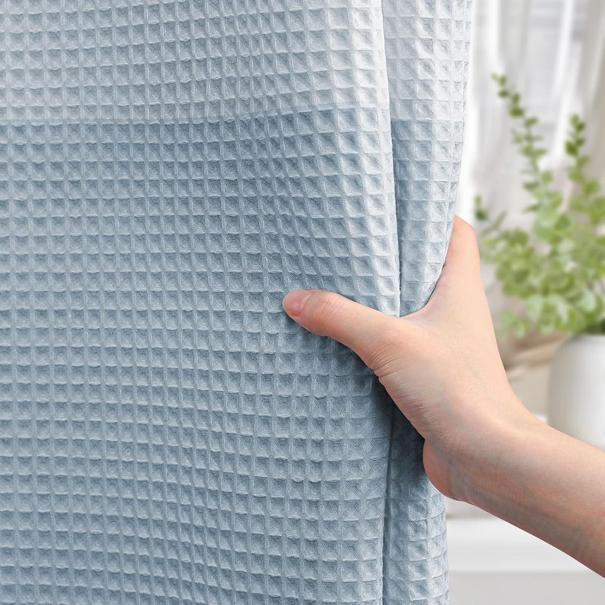 Dark Blue Ombre Waffle Weave Shower Curtain