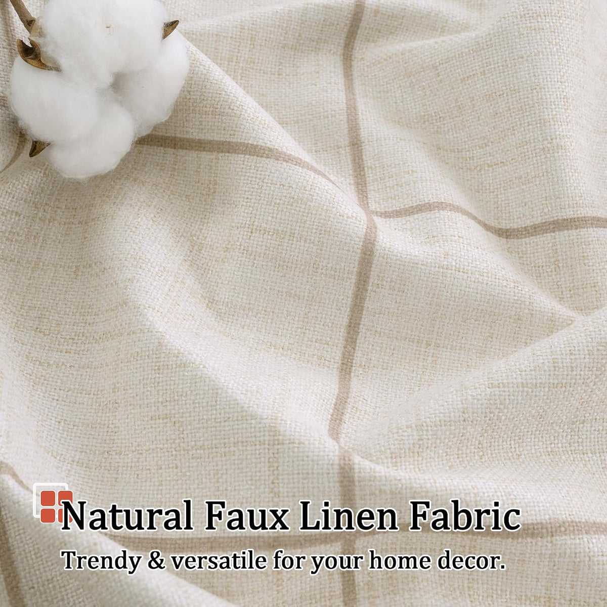 Boho Plaid Linen Blackout Curtains