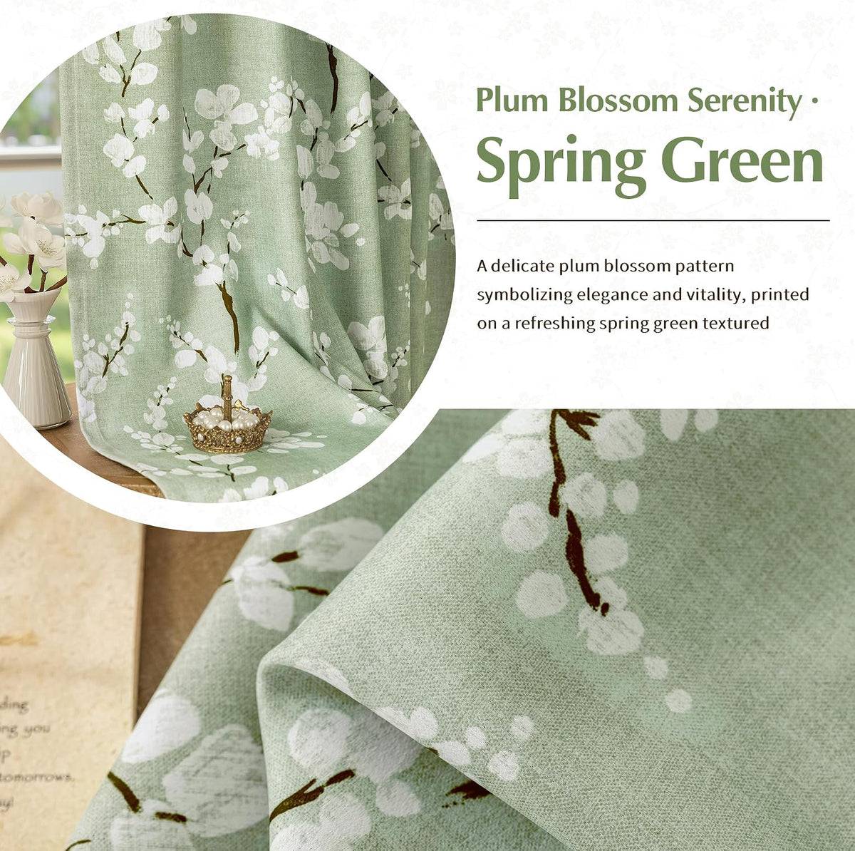 Green Blackout Floral Curtains
