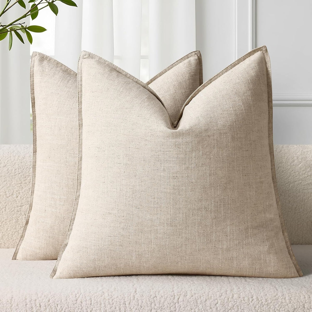 Fall Beige Linen Throw Pillow Covers
