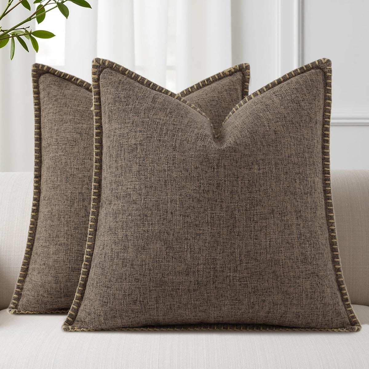 Faux Linen Outdoor Throw Pillow Covers