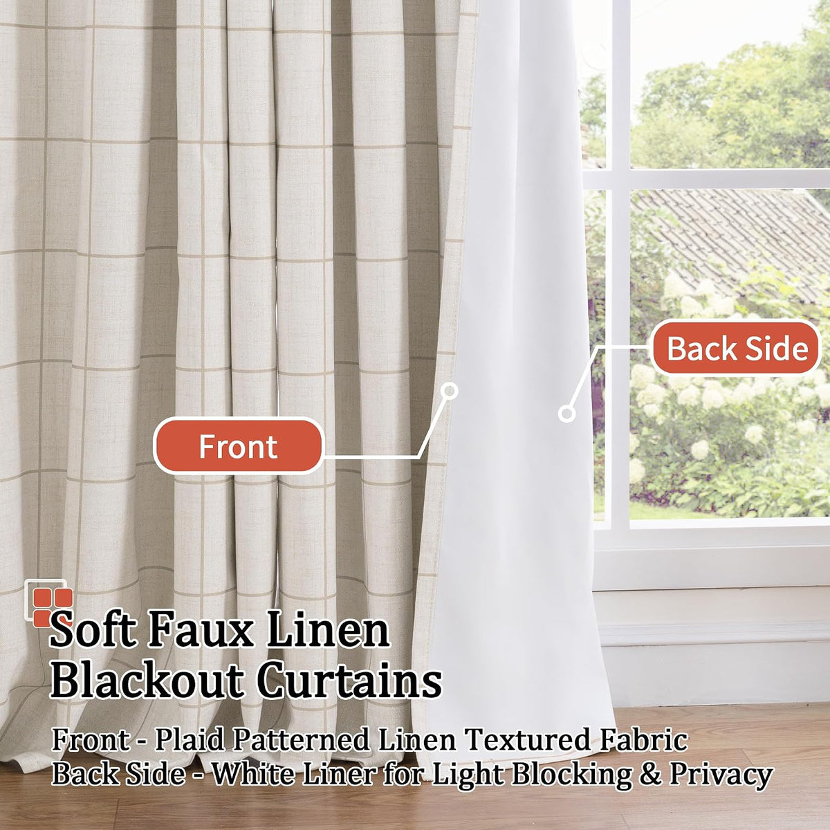 Boho Plaid Linen Blackout Curtains