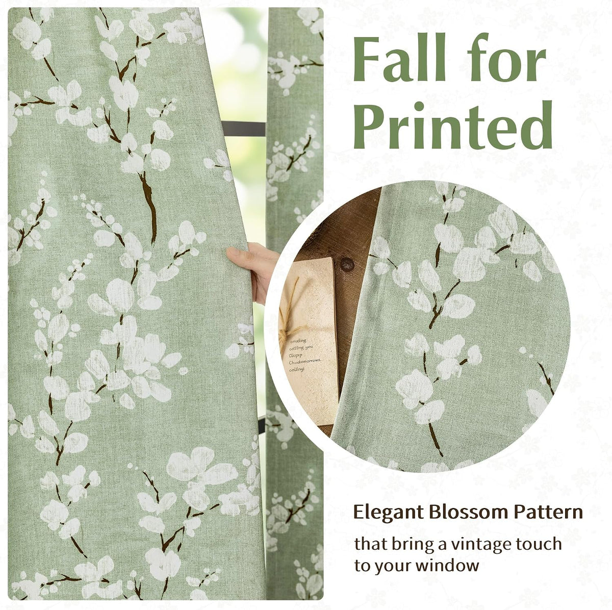 Green Blackout Floral Curtains